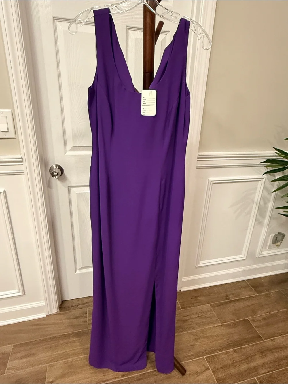 Elegant Purple Maxi Dress with Embroidered Jacket - Picture 3 of 5